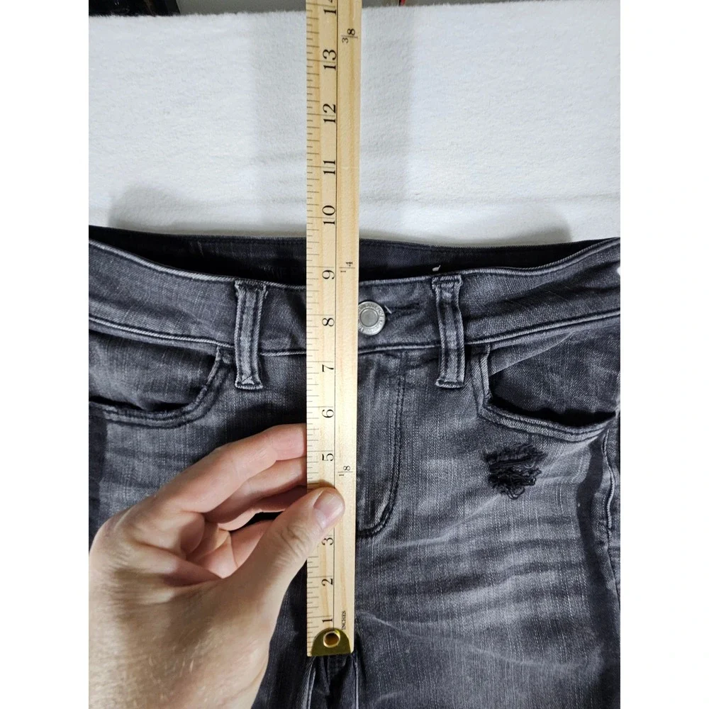 American Eagle Hi-Rise Jegging Black Distressed Ripped Skinny Jeans Size 0 Reg